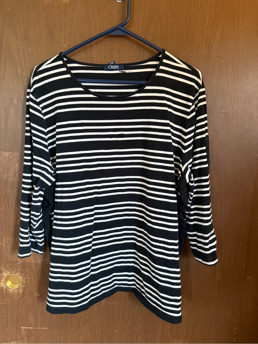 Chaps Black and White Striped Women's Top